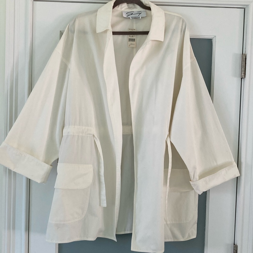 Vintage Genny Cotton Cardigan/Mini Trench Coat - Picture 2 of 14